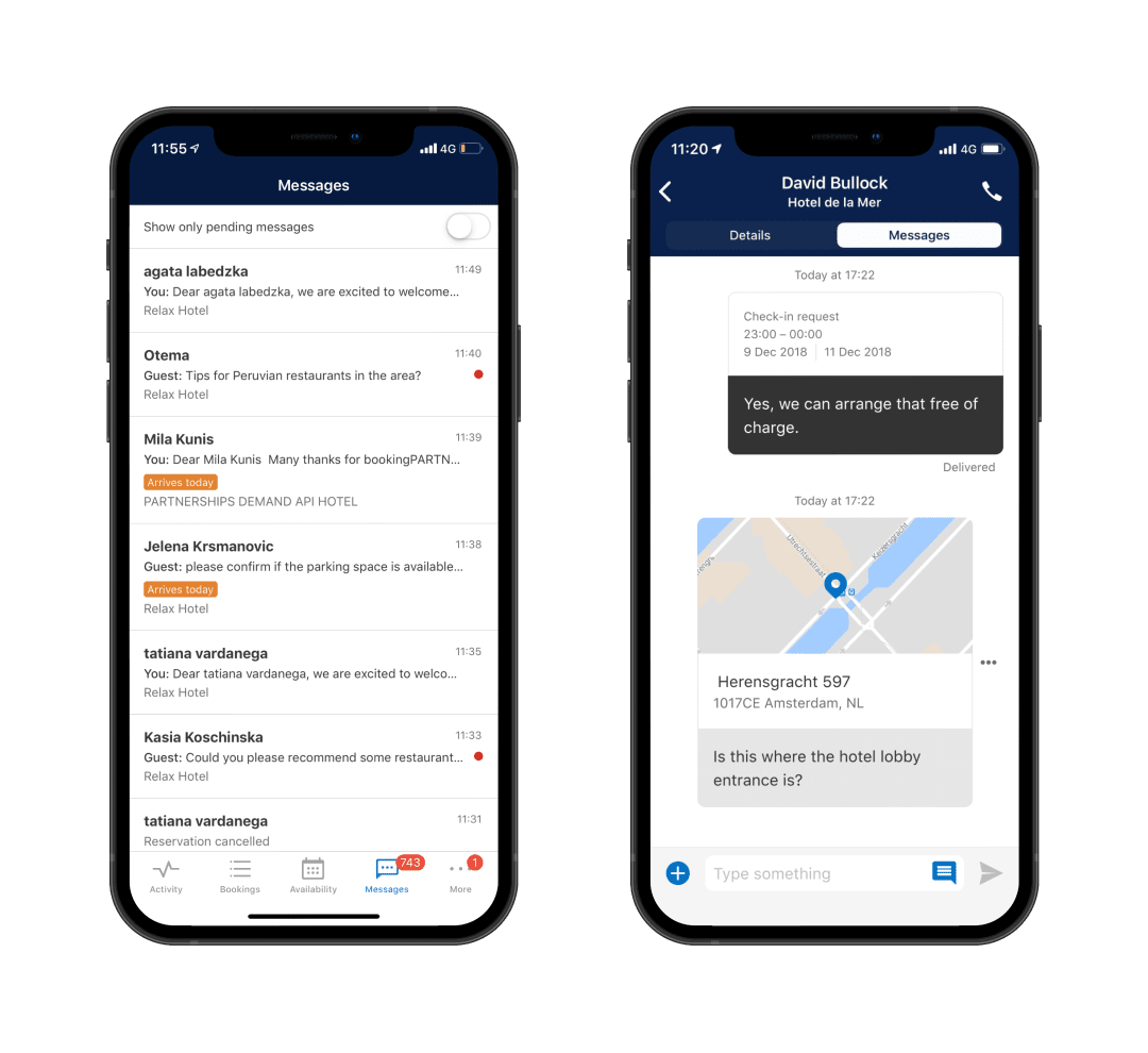 Pulse messaging interface enabling direct communication between guests and hotel partners