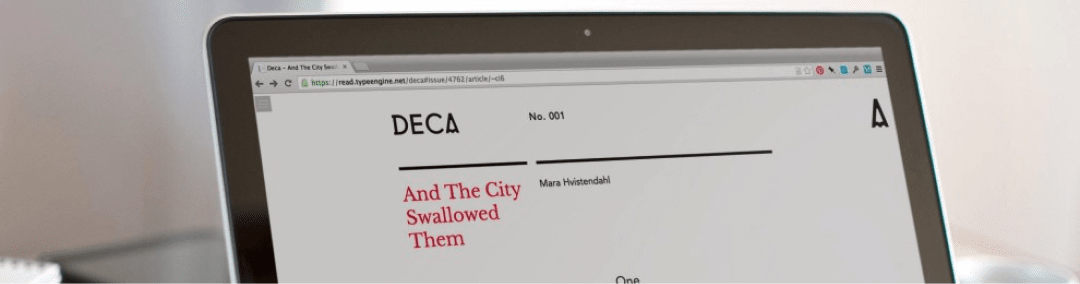 Web version of Deca Stories, enabling excerpt sharing of articles to social networks, driving discovery